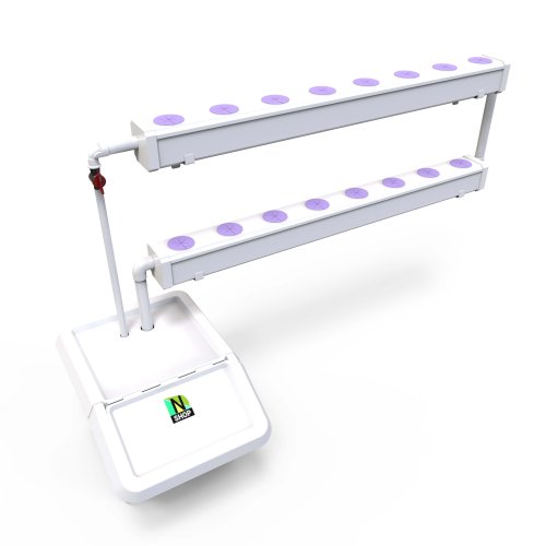 ערכה הידרופונית קומפלט לגידול 12 צמחים | 1.35 מטר 2 קומות | תעלות מרובעות 100*100 עם מכסה נשלף | התקנה מהירה