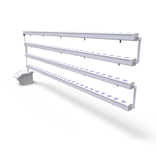 ערכה הידרופונית קומפלט לגידול 80 צמחים | 4 מטר 4 קומות | תעלות מרובעות 100*100 עם מכסה נשלף